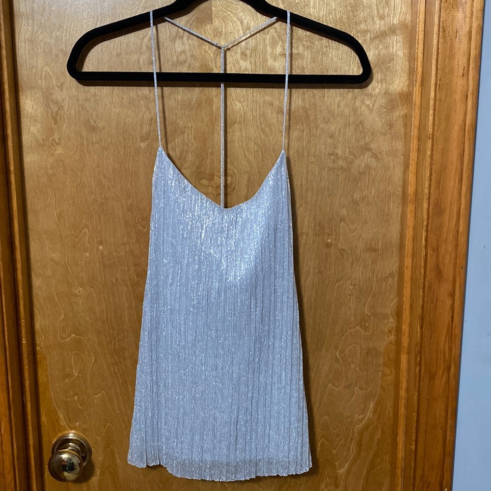 Express silver strappy tank top, NWOT, large